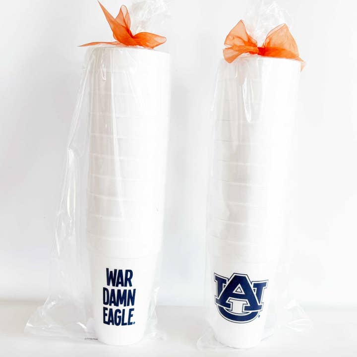 Two Funny Girls - Wholesale Disposable Cup - Foam Cup - Auburn University/War Damn Eagle (10 ct bag)3