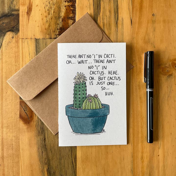 Miscellaneous No āIā in Cactus Greeting Card for wholesale by Doodled By Carrie