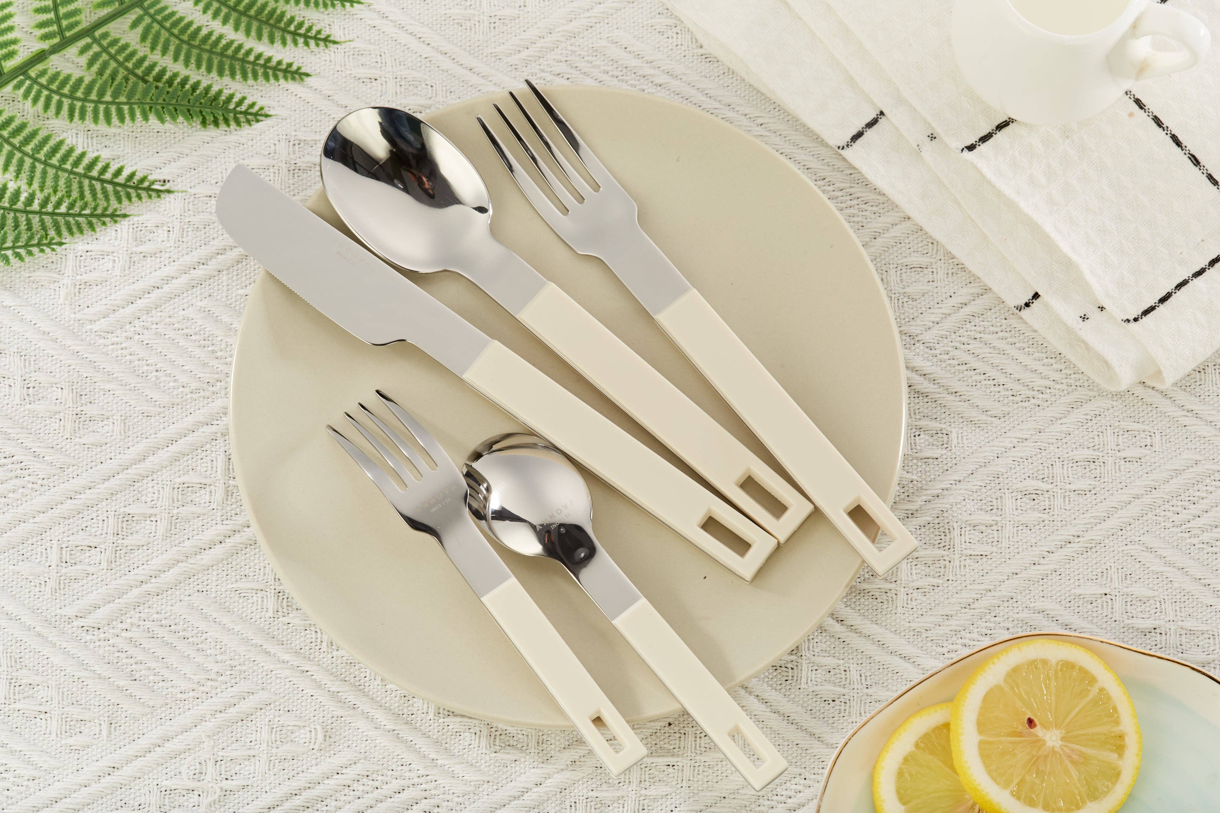 ANNOVA - Wholesale Flatware Set - ANNOVA Block Handle Silverware Set 20 Pieces Color Modern Style Flatware16