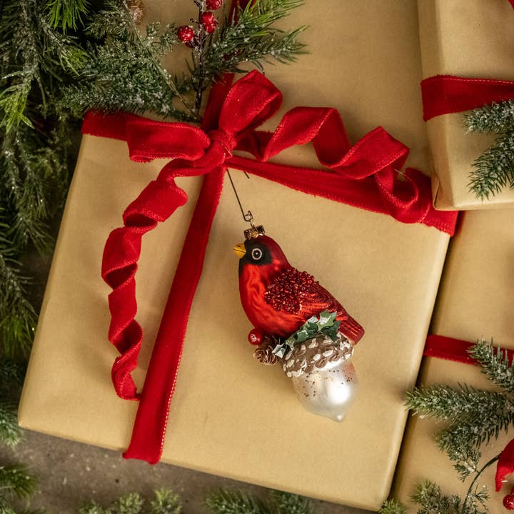 CARDINAL ORNAMENT W/ BEADED WINGS for wholesale by Ragon House