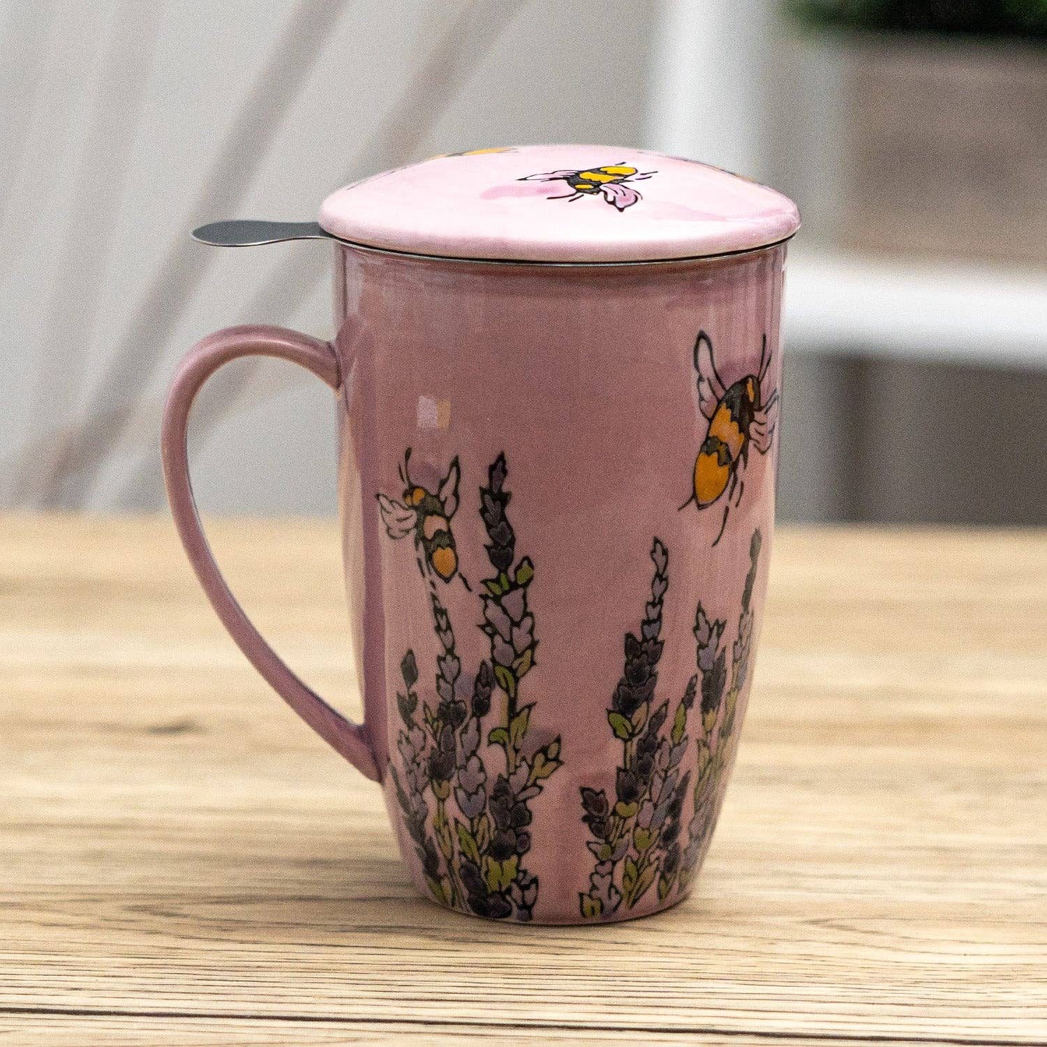 Urban Tokyo - Venta al por mayor Taza - Tazas de té de 15oz con diseño de abeja de primavera con tapa e infusor para té de hojas sueltas (4/32)2