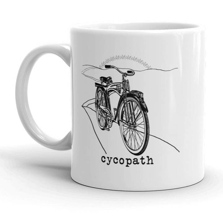 White Cycopath Mug Funny Gift Biking Fun Design Biker Crazy for wholesale on Faire