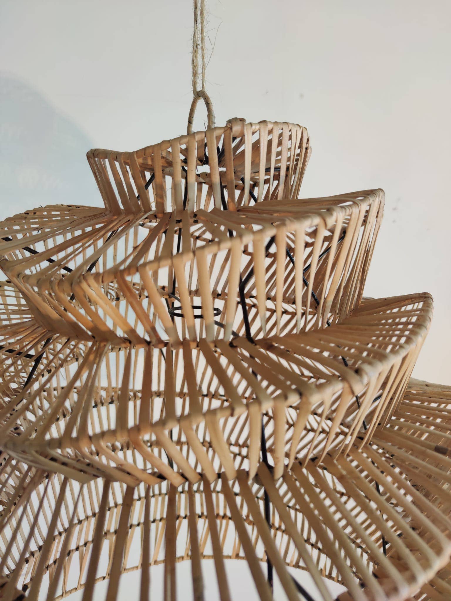 Office Objets - Wholesale Chandelier/Hanging Light - Woven rattan pendant in natural accordion shape1