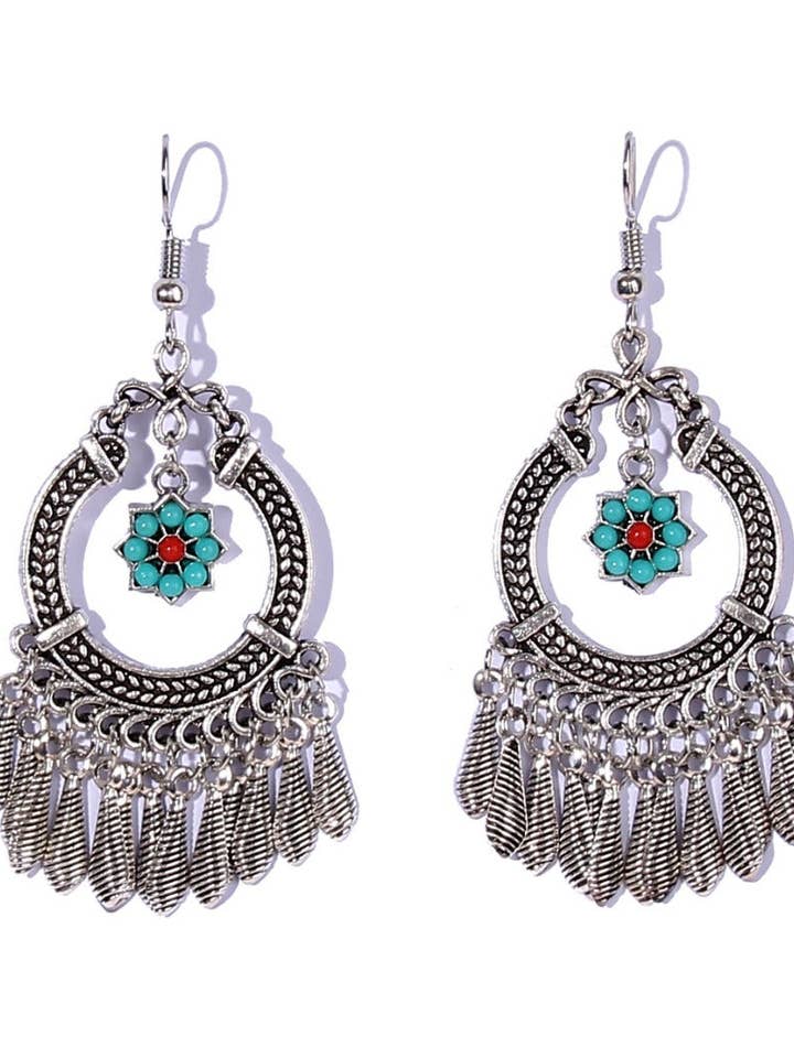 Earwish - Boho Fringe Earrings with Floral Charm for wholesale by Funkyrel® Atzbranding Limited