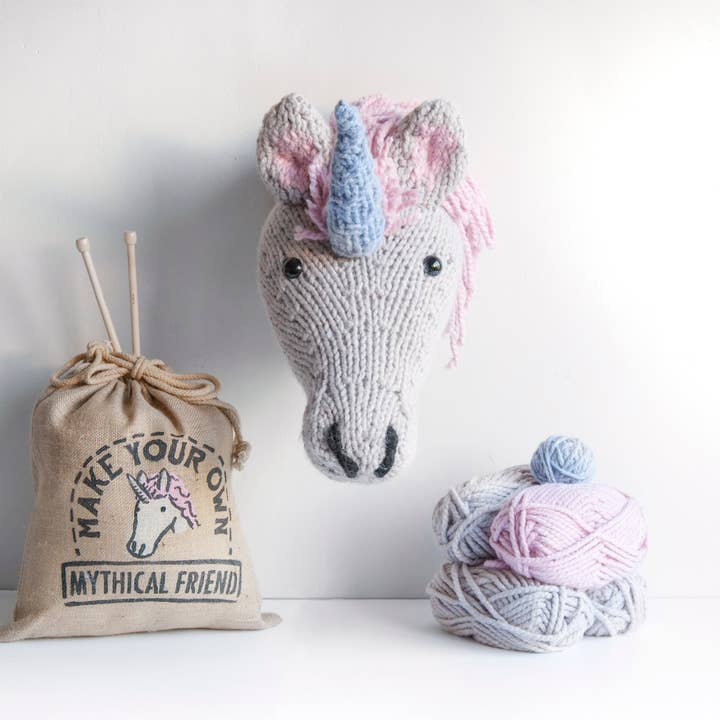 Giant Unicorn Head Knitting Kit - Silver for wholesale by Sincerely Louise