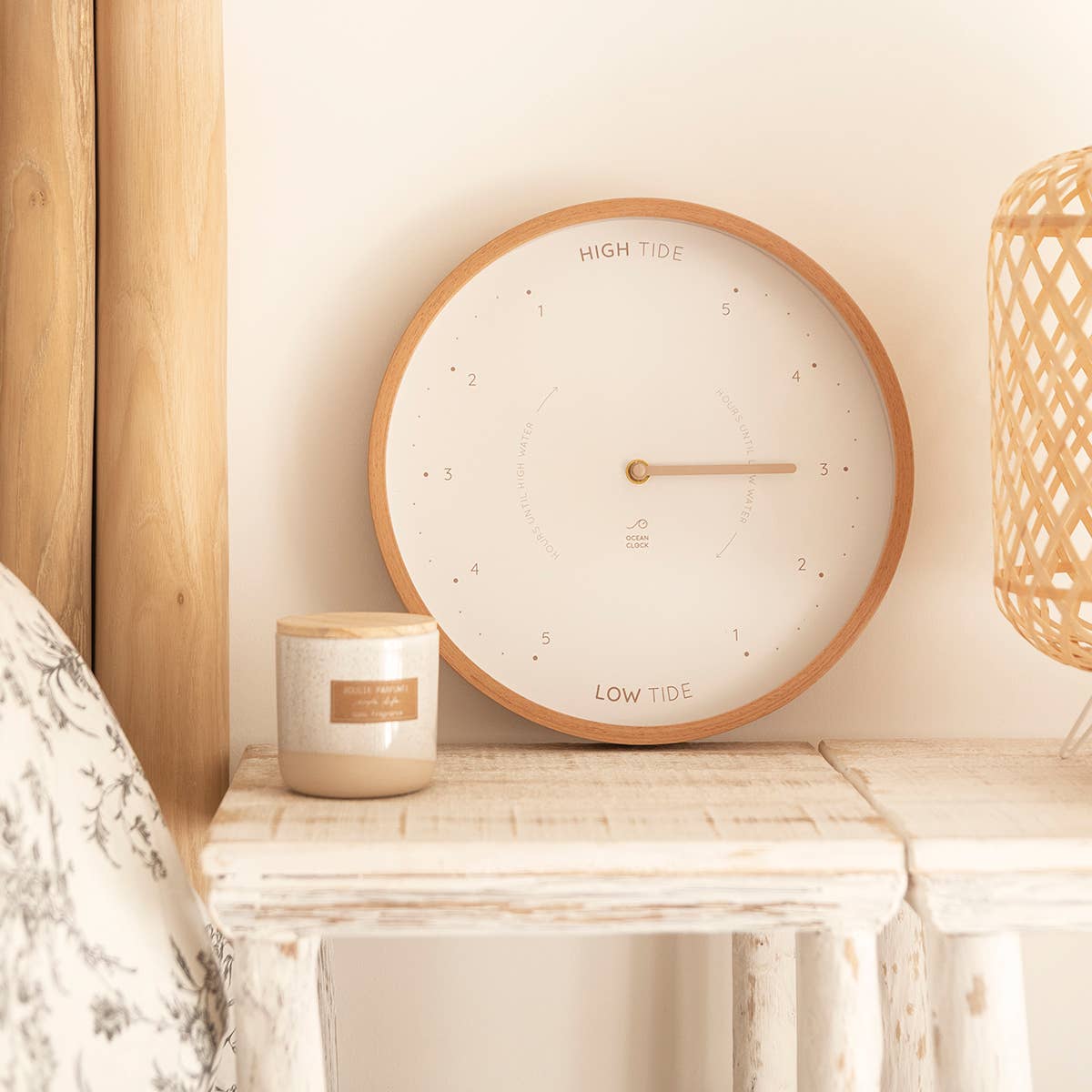 Ocean Clock - Wholesale Wall Clock - Wooden tide clock - Beige3