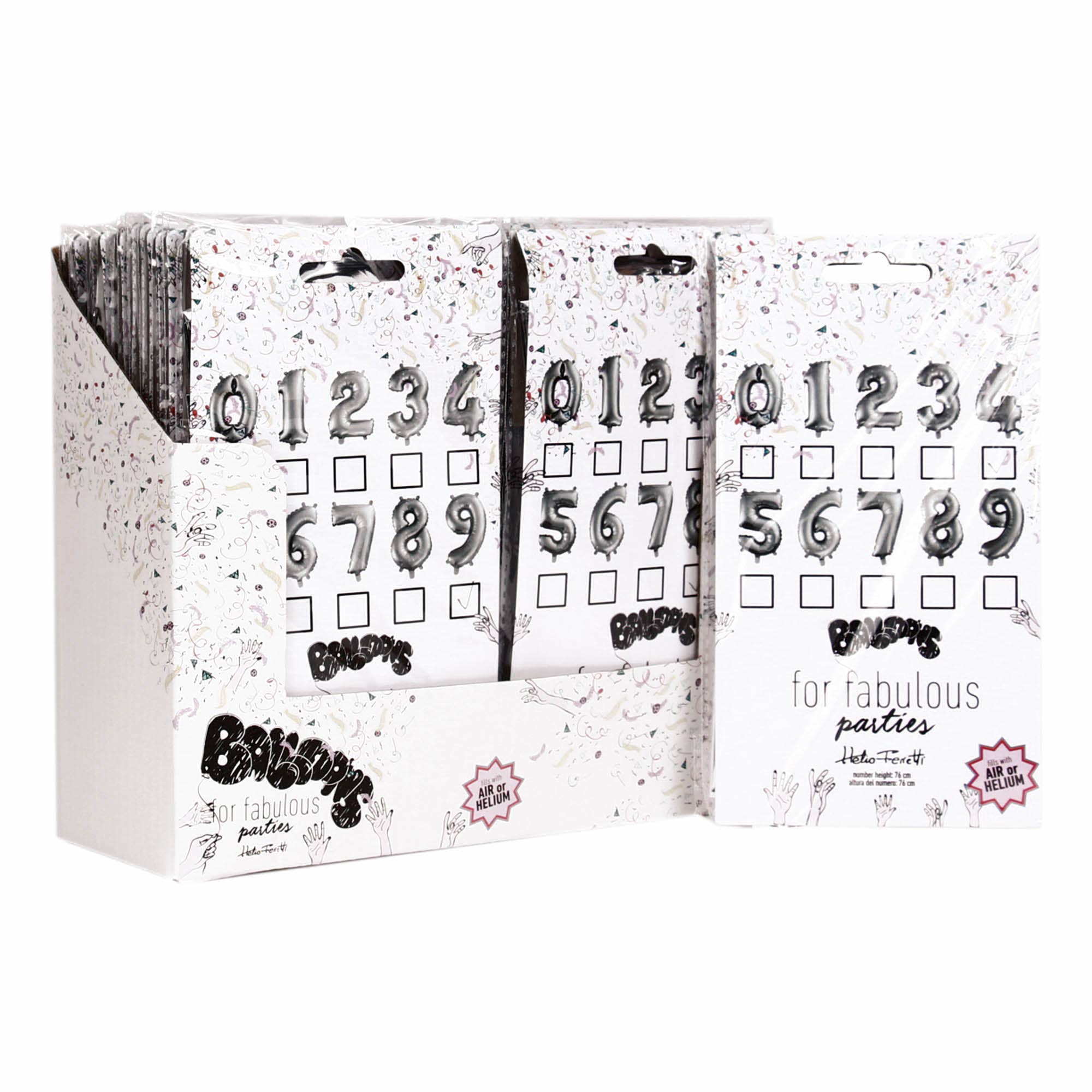 Helio Ferretti - Wholesale Balloon - BALLOONS SILVER NUMBERS 80cm s30d HF1