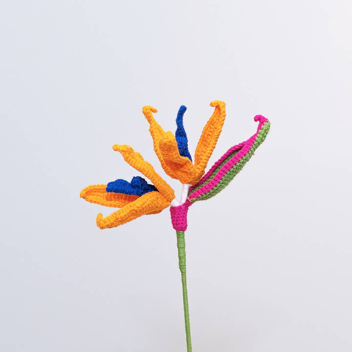 Orange Handmade Crochet Flower- Bird of Paradise for wholesale on Faire1