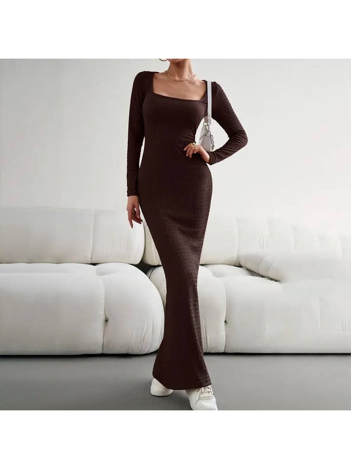 Lily Clothing - Wholesale Dress - Women's - CWDMD0560_WOMEN SQUARE NECK SEXY TIGHT FIT MAXI LONG DRESS