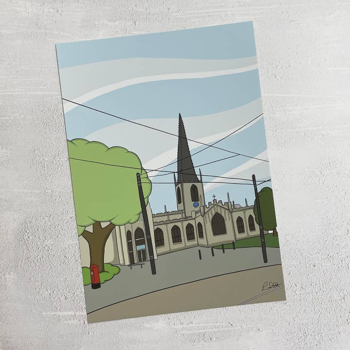 Sheffield Cathedral Print for wholesale by Lisa Swift Illustrations