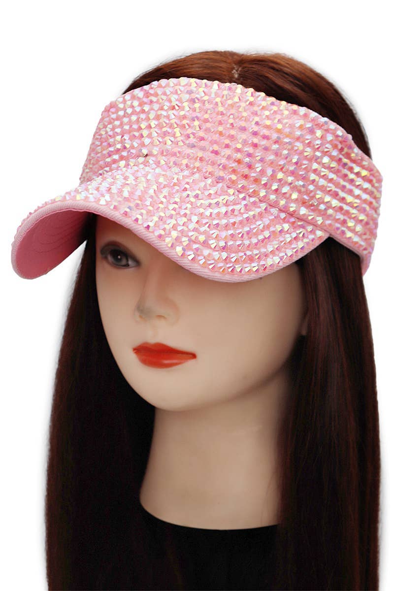 Cap Zone - Wholesale Visor - Women's - Full Bling Rhinestone Acrylic Velcro Visor7