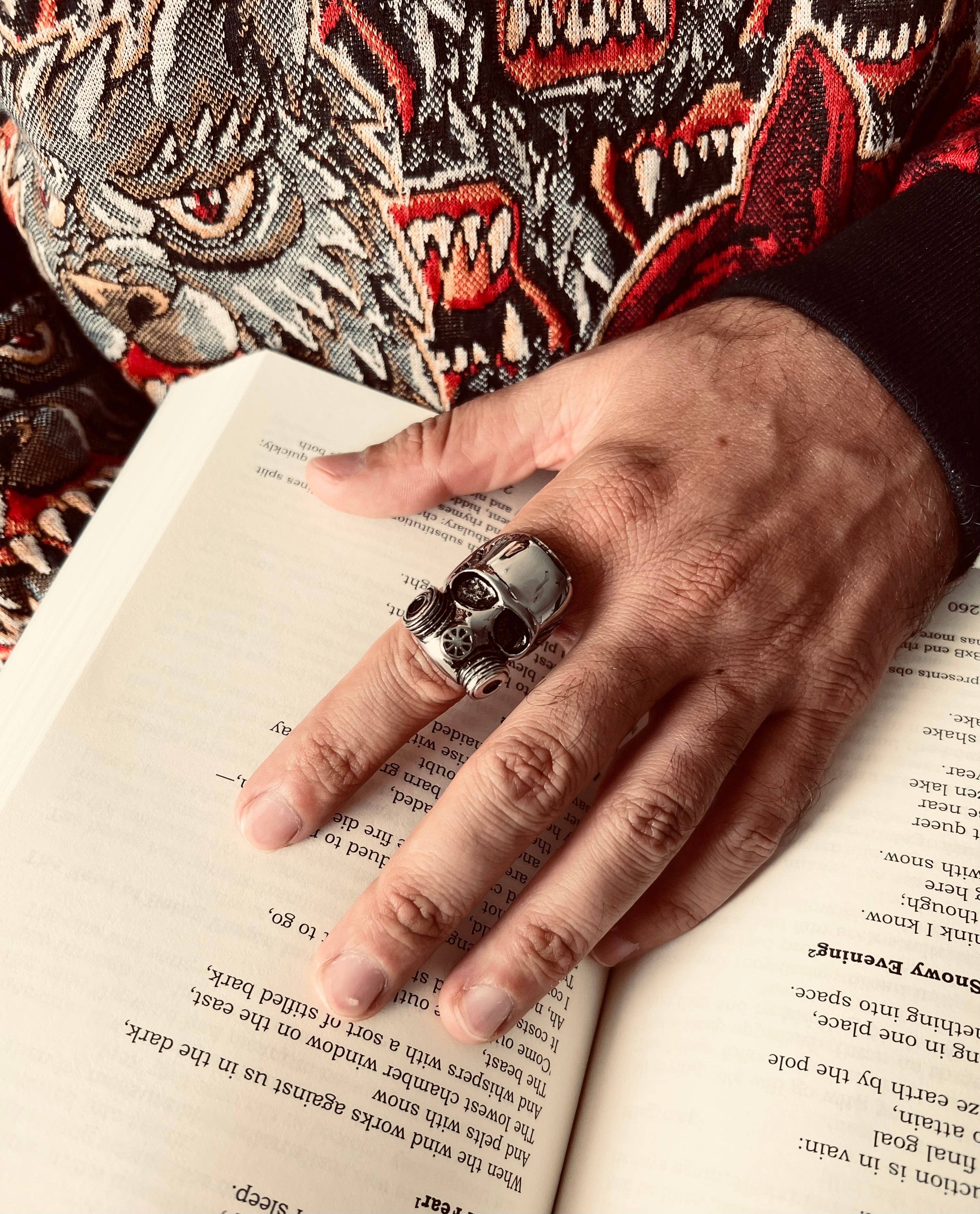 WJW - Wholesale Cocktail/Statement Ring - Stainless Steel Gas Mask Skull Ring2