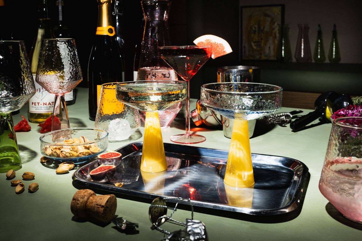 Brût Home and Glassware - Vente Verres à cocktail/alcool - Coupe à Champagne Claude | ensemble de 2 | bleu/topaze2