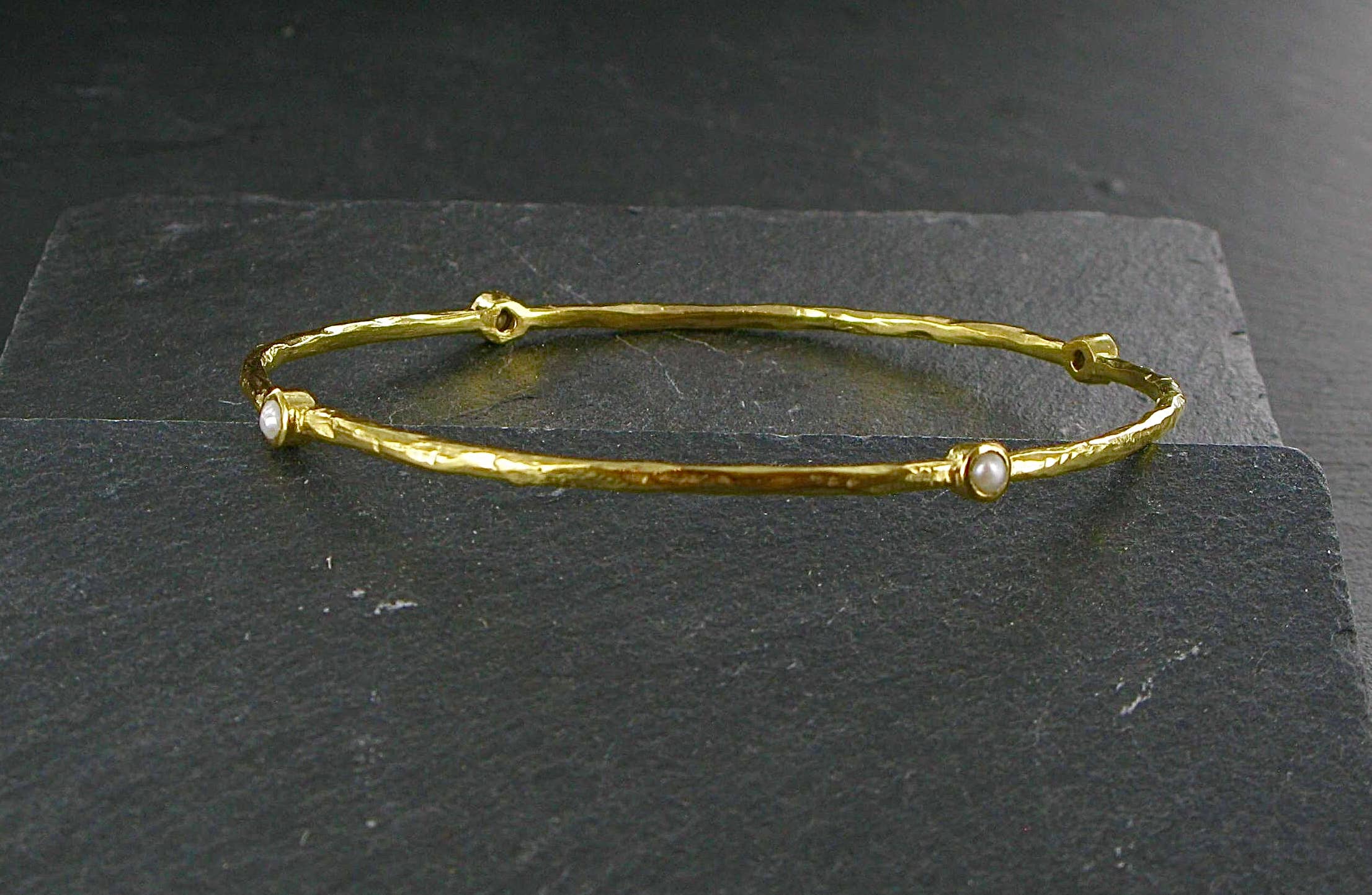 Siren Silver Ltd - Wholesale Bangle Bracelet - Fine Gold Plated Brass Stone Bangle5
