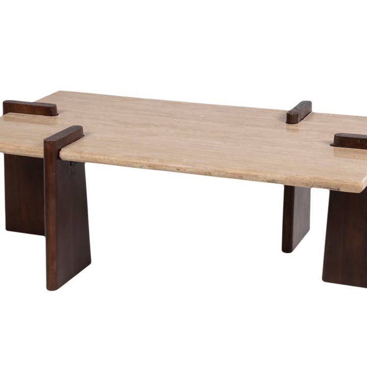 Mesa De Centro Mindi Marmol Travertino 120x65x41cm para venta al por mayor de Ethan Chloe - GARPE GROUP - GARCIA PÉREZ Y CÍA S.L.