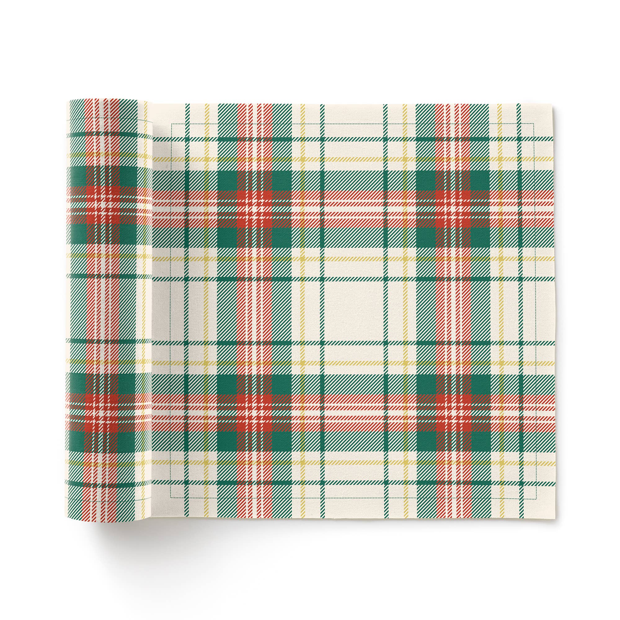 MY DRAP - Vente Serviettes de table en tissu - Serviettes de déjeuner de Noël en coton tartan naturel 12 unités0