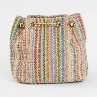 Borsa secchiello in paglia multicolore per la vendita all'ingrosso da parte di Elektra's Workshop