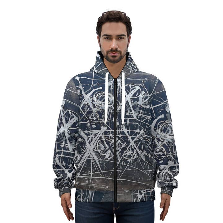 Pullover Hoodie With Zipper Closure | 310GSM Cotton BLACK N WHITE XO for wholesale by Tuckstreet