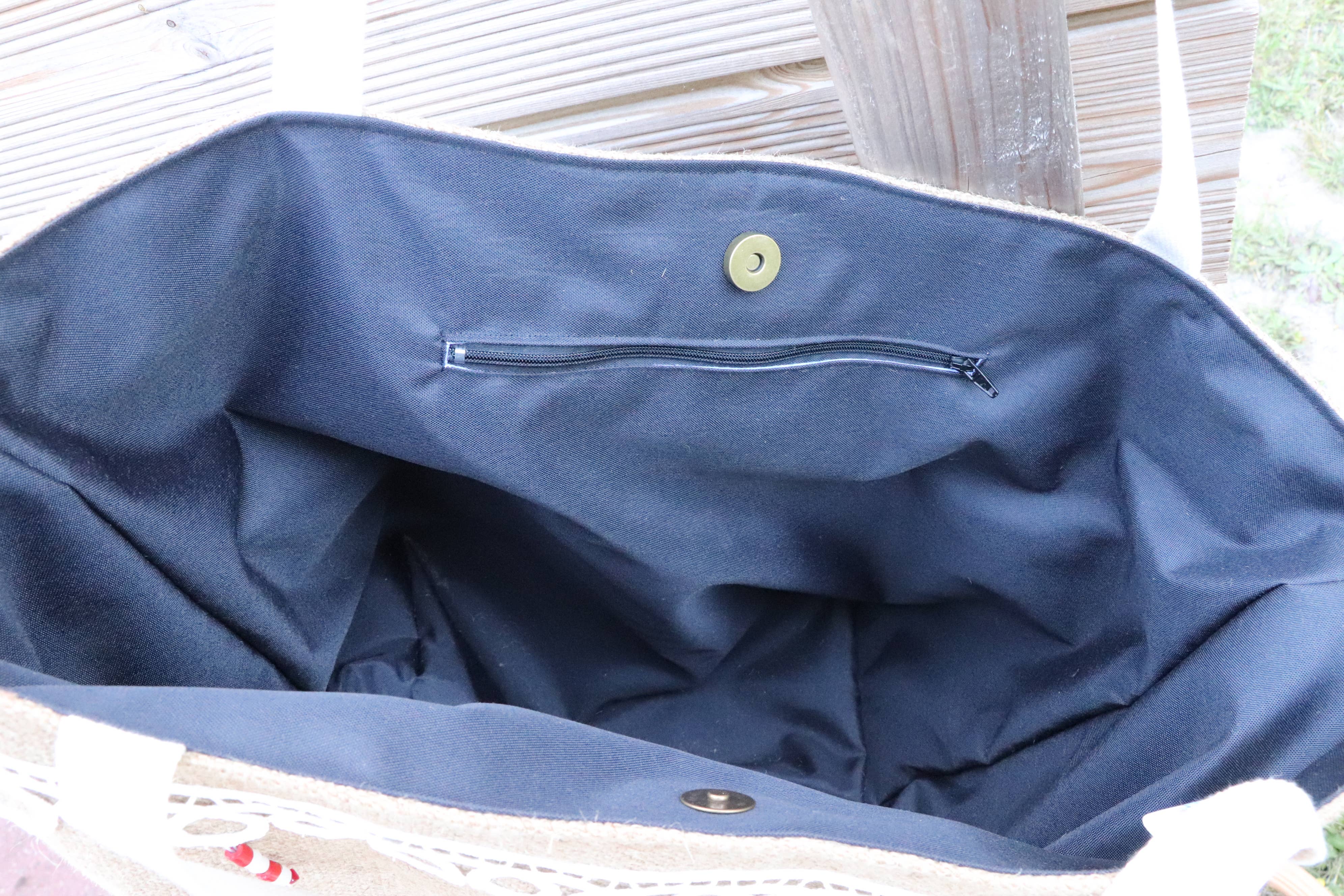 Les Sacs de Théane – Sacola - Mulher por atacado – Bolsa tote de juta com renda de Calais5