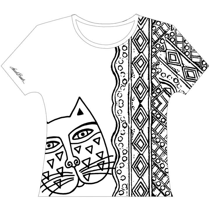 Cat, Medium Black & White Feline Face T-Shirt for wholesale by Headwear & Handbag Collections by Sun 'N' Sand