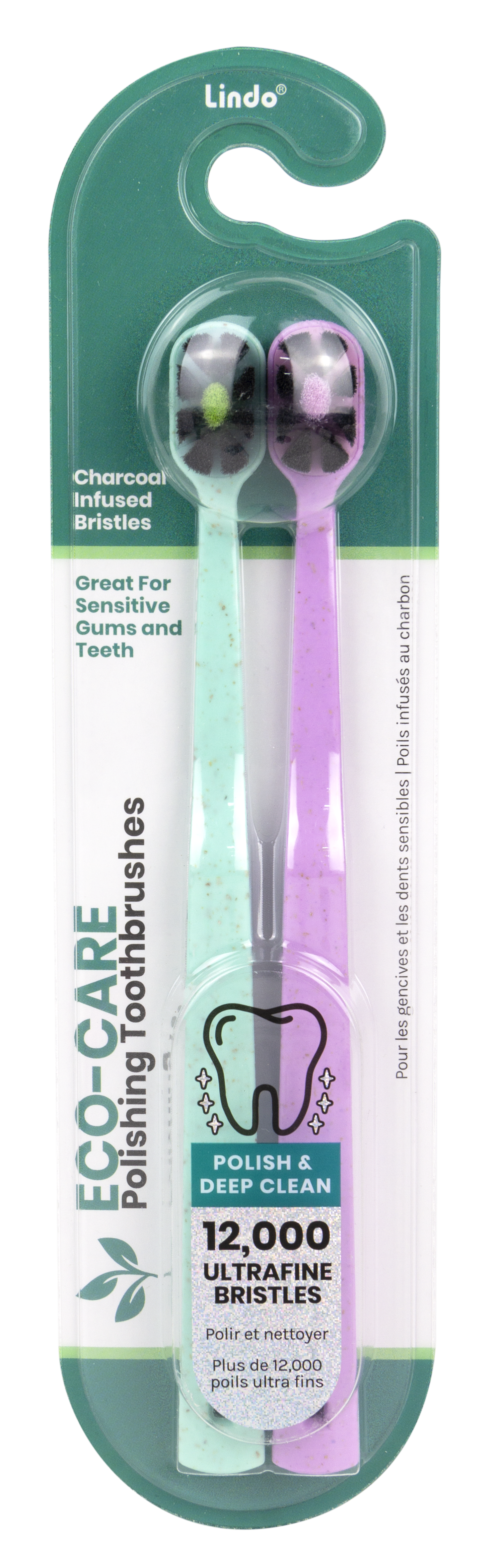 Lindo - Vente Brosses à dents - Lot de 2 brosses à dents à polir Lindo Eco-Care2