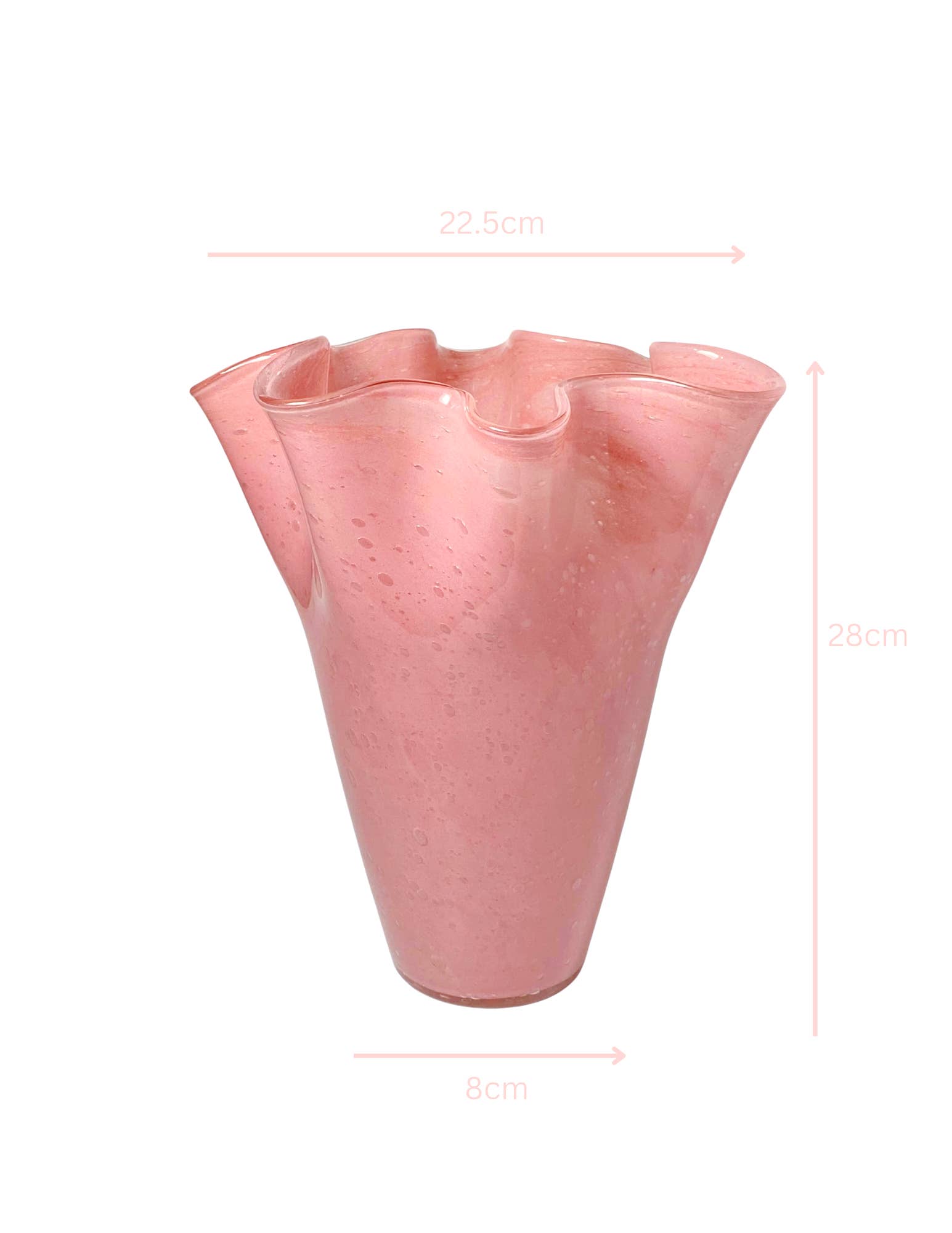 The Blue Heron - Wholesale Vase - Pink Ruffled Top Glass Vase - 11" Tall, Handblown4