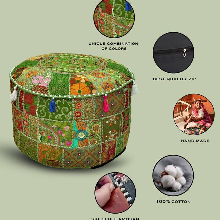 Aakriti Inc. - Wholesale Pouf - Aakriti Gallery Indian Pouf Footstool Ethnic Pouf Cover16