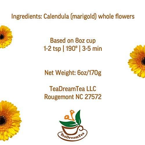 TeaDreamTea - Wholesale Loose Tea - Calendula Tea Marigold Dried Flowers - Caffeine Free - Whole Flowers - Marigold Herbs – 6 oz3