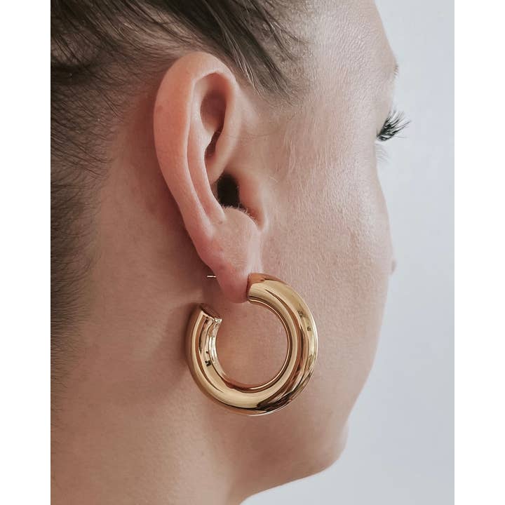 Beljoy - Wholesale Hoop Earrings - Efa Gold Everyday Hoop Earrings