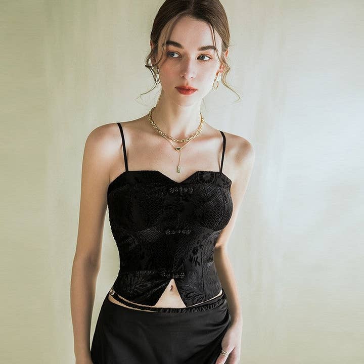 BLACK Designer's Inner Bondage Tube-Top Vest with Adjustable Straps for wholesale on Faire