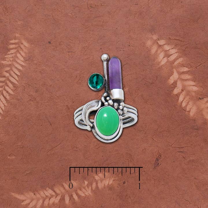 Point de cristal en améthyste, chrisophase ovale et haut bleu londonien pour la vente par Tidepool