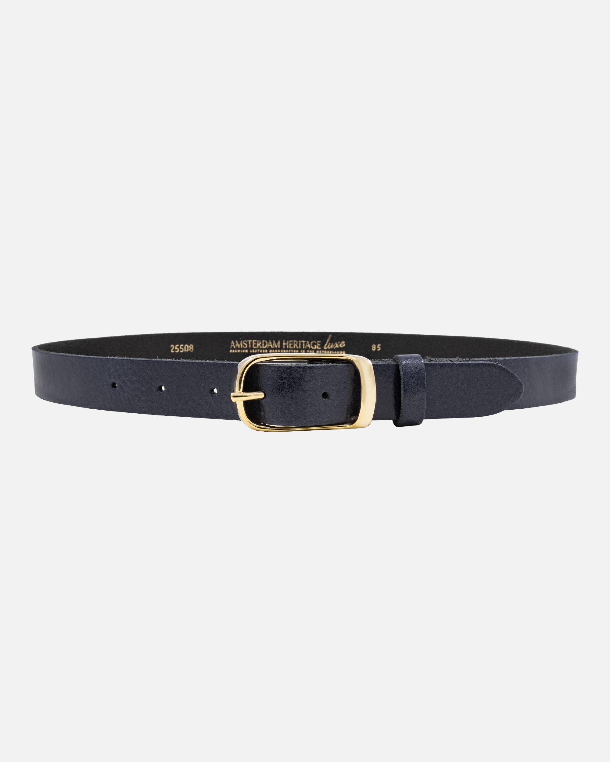 Amsterdam Heritage Leather Belts, Bags, Jackets & Apparel - Wholesale Belt - Women's - Lasse | Gold Buckle Skinny Classic Design Leather Belt Women5
