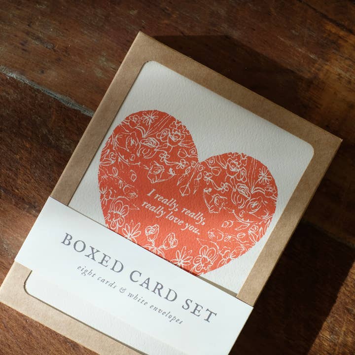 Carte "Je t'aime vraiment" | Coffret de 8 cartes | A2 pour la vente par annalisa v. sawtell