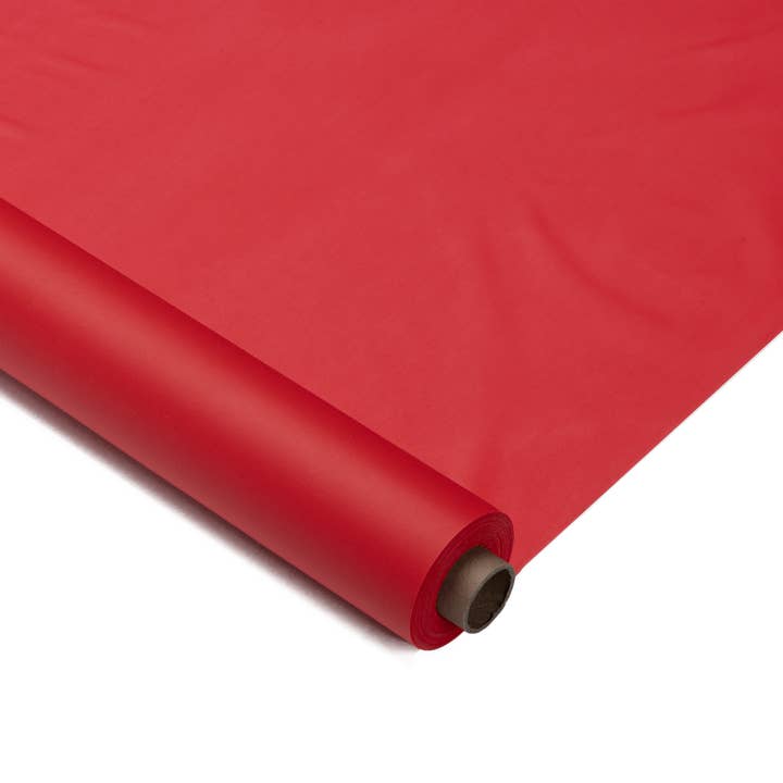 40 In. x 100 Ft. Red Plastic Table Roll for wholesale by Crown Display