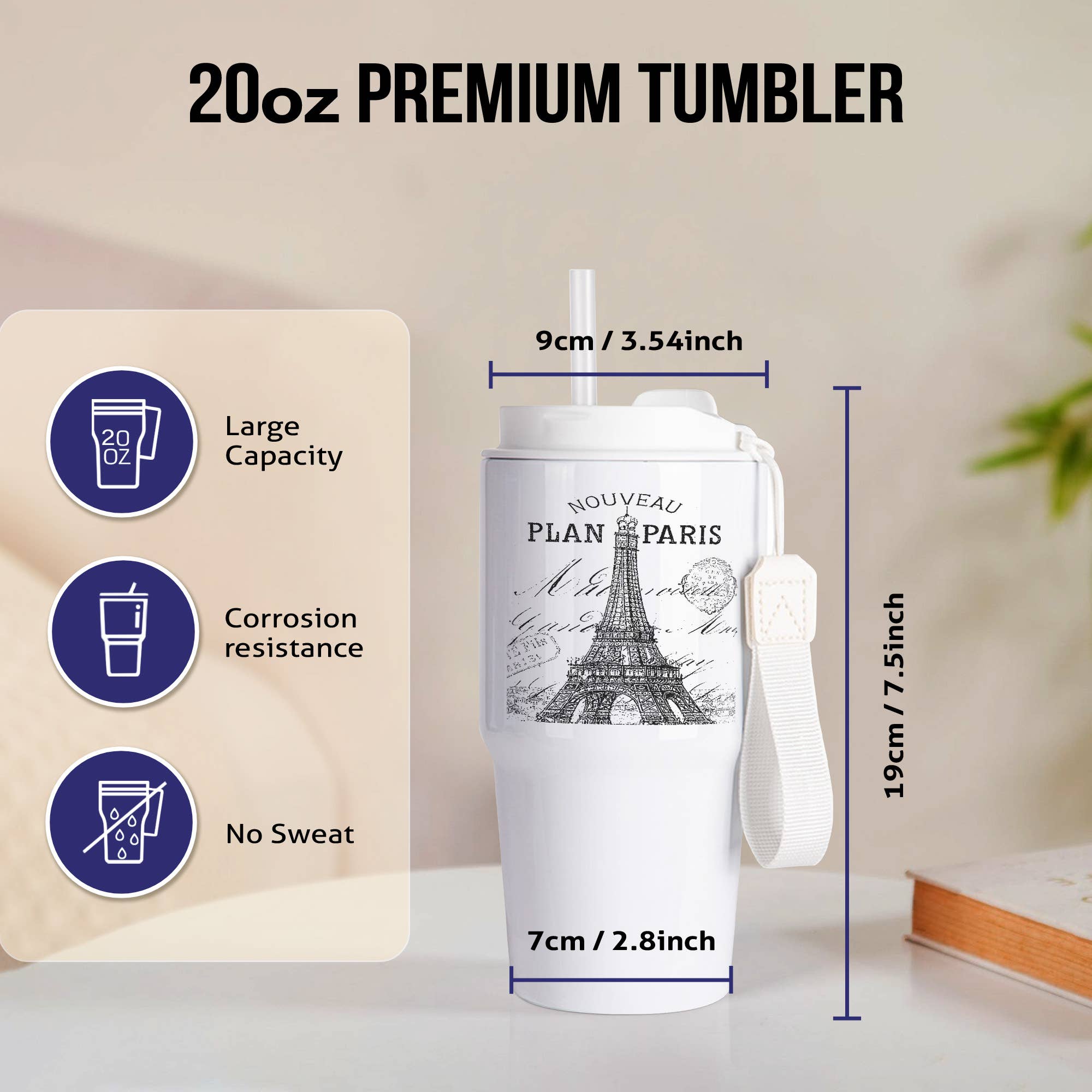 3dRose – wholesale Isolerade dryckesvaror – 3dRose, Nouveau Paris vintage Eiffeltornet, Tumbler1