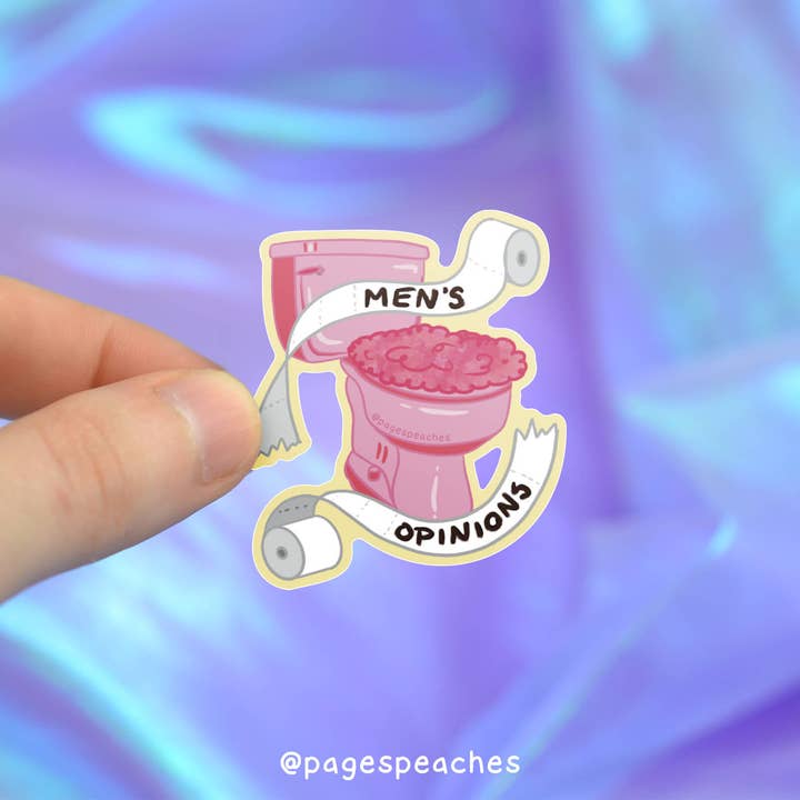Grand autocollant « Opinions d'hommes » pour la vente par Page's Peaches