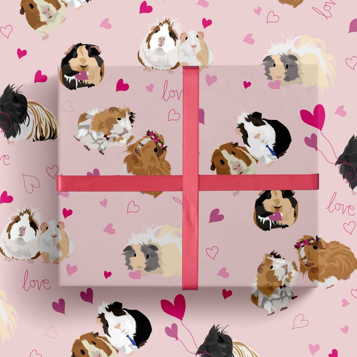 Papel de regalo de amor de conejillo de indias, para San Valentín, aniversario para venta al por mayor de Lorna Syson