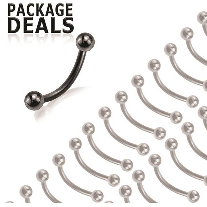 CRAVE BODY JEWELRY - Vendita all'ingrosso Parure di gioielli - 50 PEZZI DI BILANCIERE CURVO IN ACCIAIO CHIRURGICO IP 316L NERO DI BASE