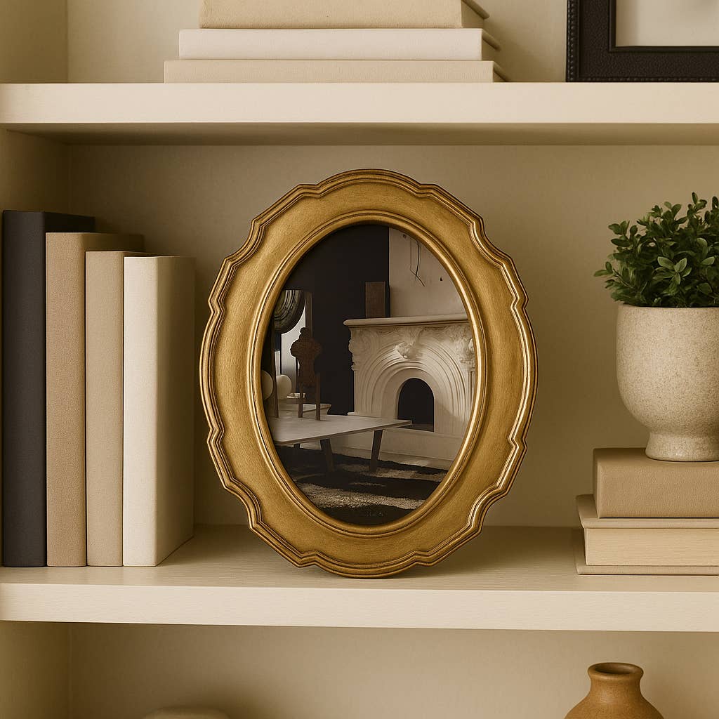 Sagebrook Home - Wholesale Picture Frame - Photo Frame - Gold Polyresin Round Vintage Style, 4x6 in.