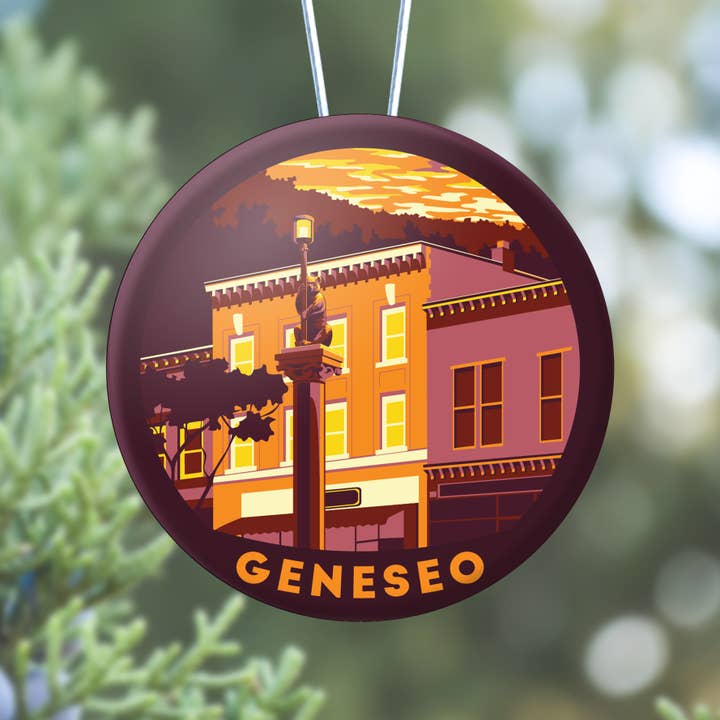Geneseo Round Christmas Ornament Souvenir for wholesale by Lionheart Graphics