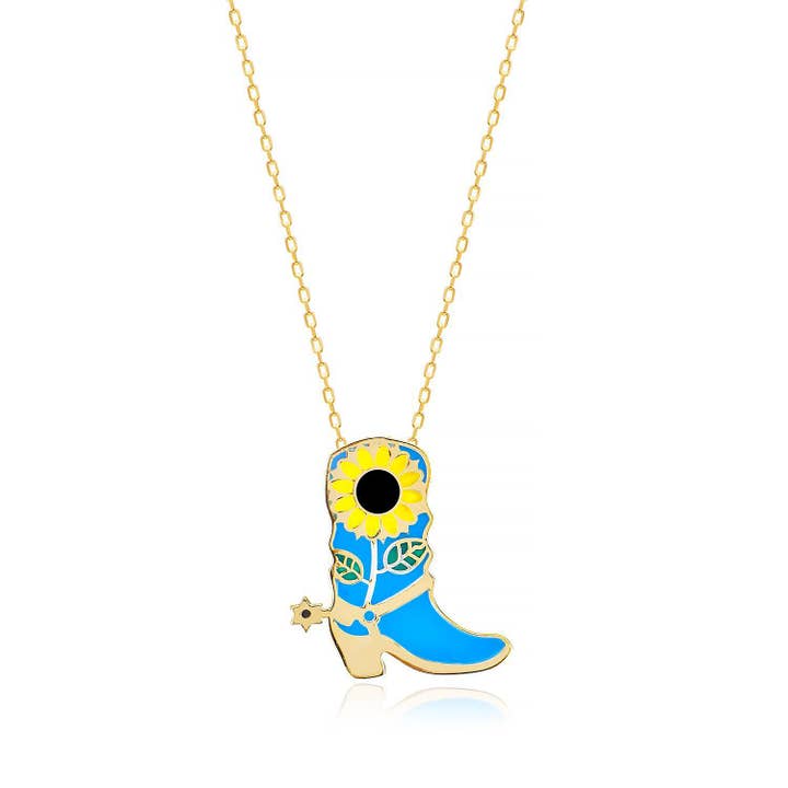 Daisy Cowgirl Boot Necklace for wholesale by Gabi Rielle Jewelry