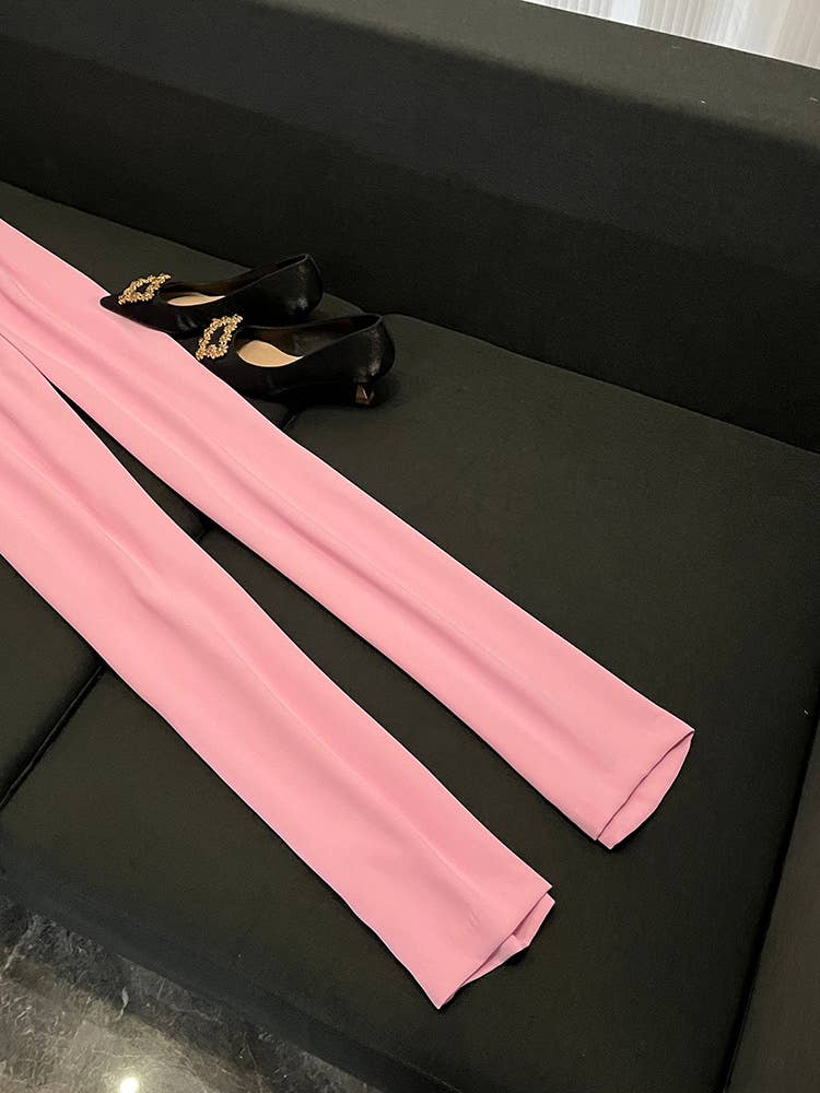 Rose Veste en diamant rose perlée à la main SY379 et costume pantalon skinny en vente sur Faire11