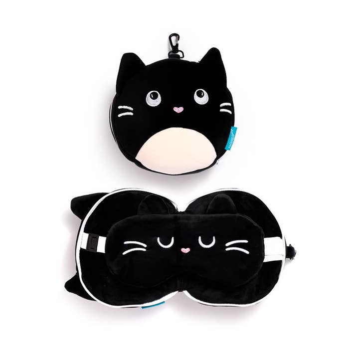 Relaxeazzz Feline Fine Cat Plush Almohada de viaje y máscara para ojos para venta al por mayor de Puckator Ltd
