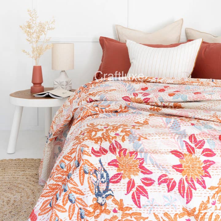 Linen Connections – wholesale Täcke – Kantha täcke indiska täcke block Print täcke överkast0