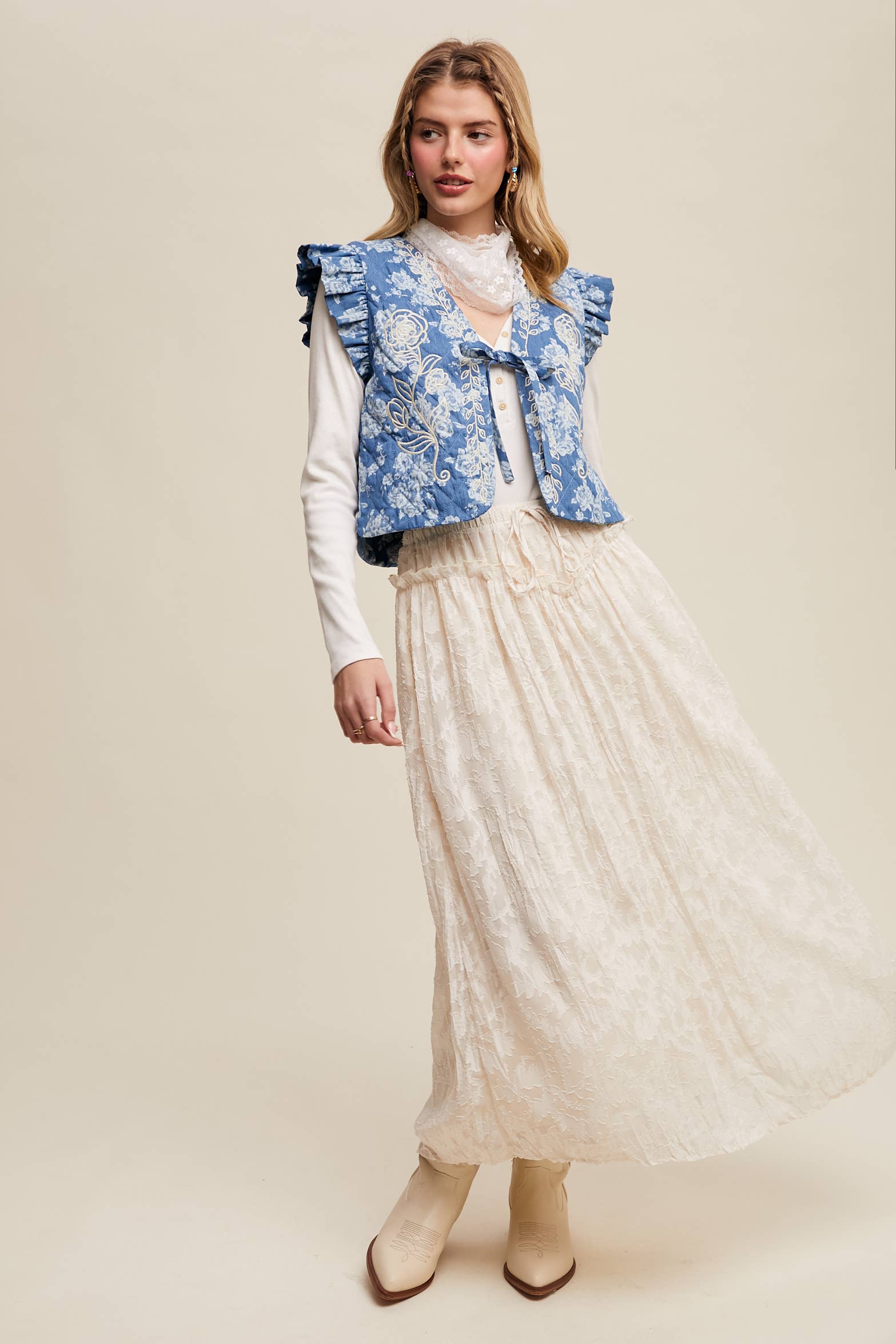 Listicle - Wholesale Skirt - Women's - Floral Textured Maxi Skirt20