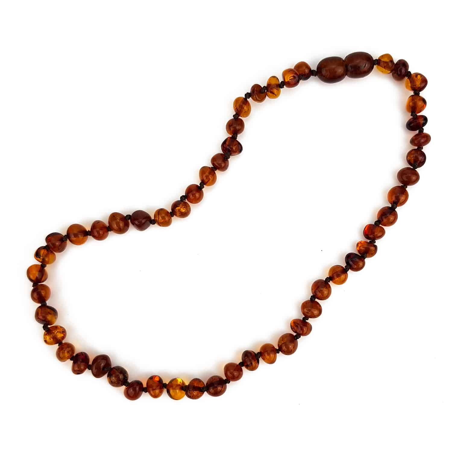 Lille Barn - Wholesale Beaded/Pearl Necklace - Baby/Child - Amber necklace - round beads - 33cm - cognac1