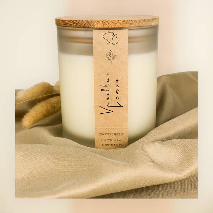 Sweet Caramel Shop – wholesale Jar/filled candle – Vanilla & Lemon Soy Candle, Luxury Large Candle 14 fl oz1