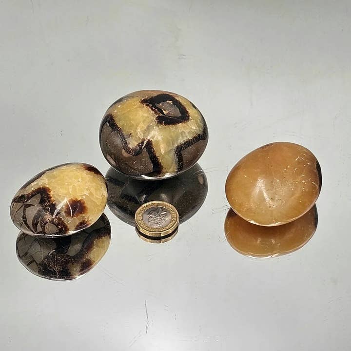 3 X Septarian Crystal Palmstones for wholesale by Distinction Crystals