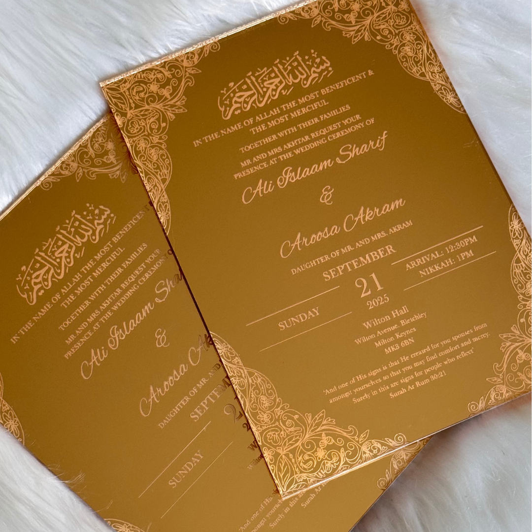 CraftsbyNahima – Engroshandel Invitationer – Specialfremstillet indgraveret akryl bryllupsinvitation – A51