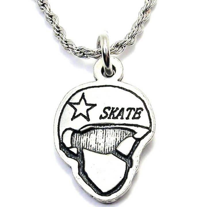 Skate Helmet Single Charm Necklace Sports Team Roller Derby for wholesale by Chubby Chico Charms